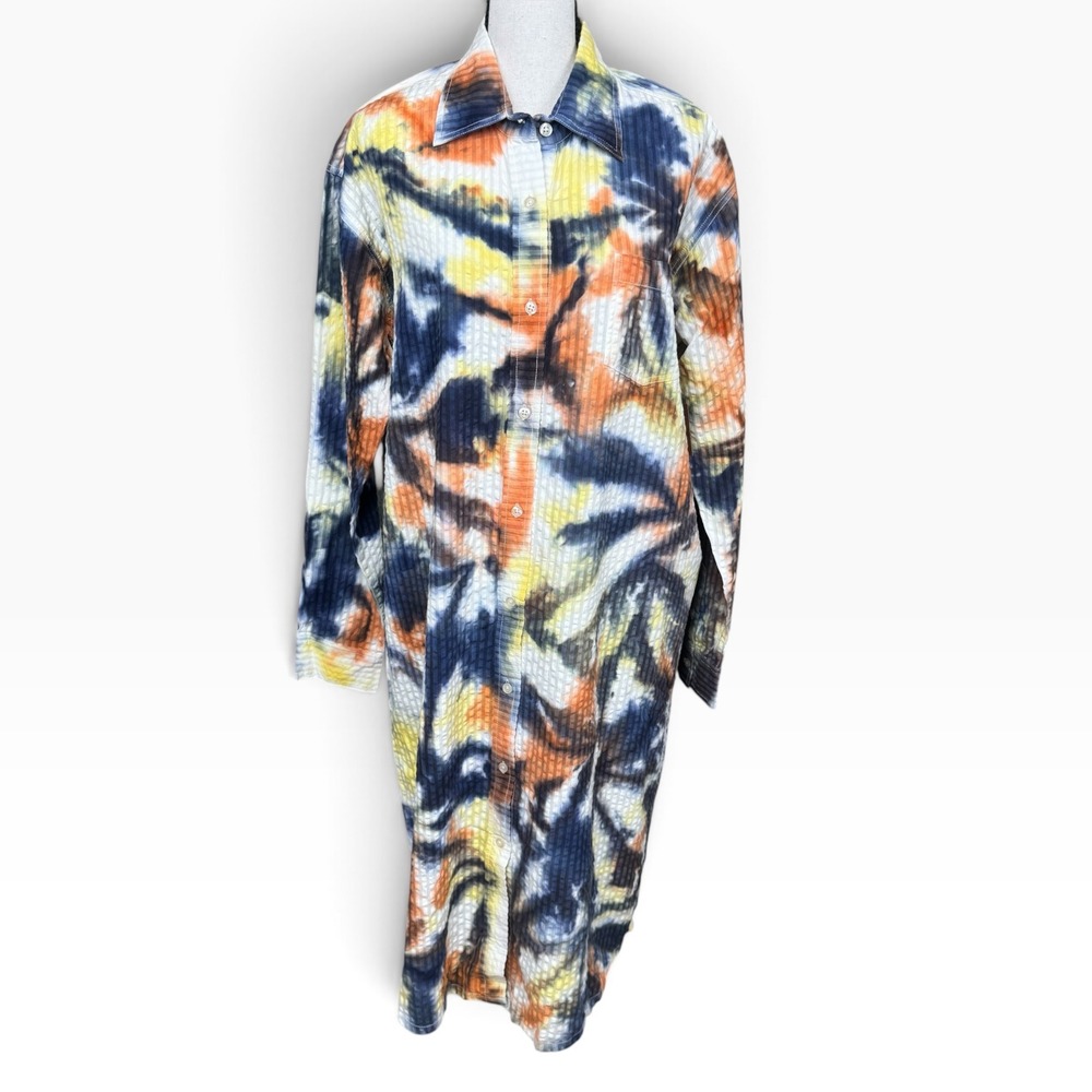 Earthbound Trading Co Shirt Dress Womens Small Multi Tie Dye Cotton Long Sleeve - Picture 8 of 11
